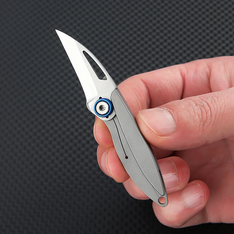 Mini Titanium Alloy  EDC Knife Camping Equipment Unboxing D2 blade Keychain Hanging Outdoor Multi Tools Knife