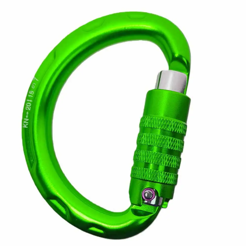 Mosquetón HMS de 20KN con cierre automático, triple bloqueo y cierre de rosca para escalada en roca, espeleología, rescate con cuerda, rápel y aparejo.