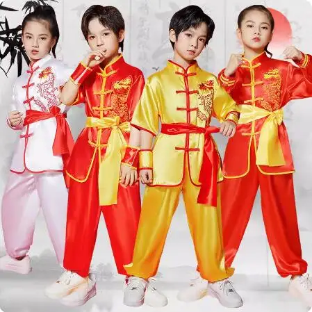 

Одежда для тренировок Wushu, детская тренировочная одежда в китайском стиле, одежда для выступлений для мальчиков и девочек, костюмы для представлений Taiji
