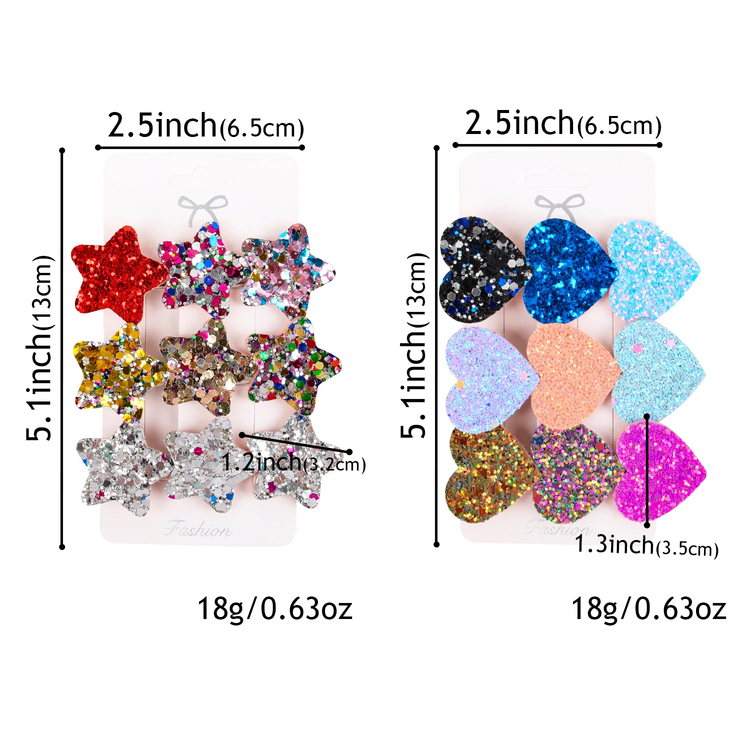 3PCS Colorful Star Hair Clips Women Grils Cute Glitter Heart Hairpin Barrettes Hair Clip Headwear Children Kids Hair Accessories