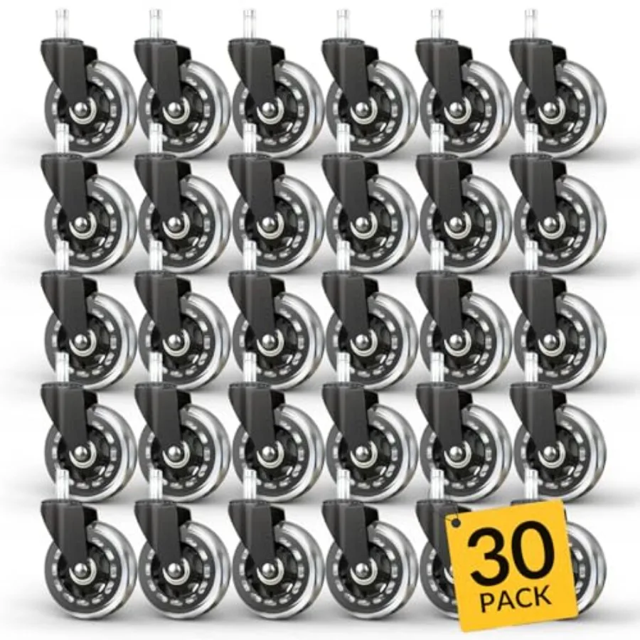 

Колесики для офисного кресла, роликовые, резиновые, 11x22 мм, 3 дюйма - для твердых полов, для игровых кресел