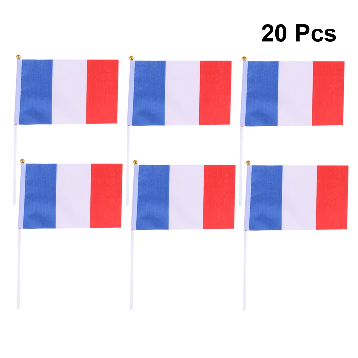 

20 Pcs Party Hand Waving Flag Stick Flags of Country Handheld Small Miniature French