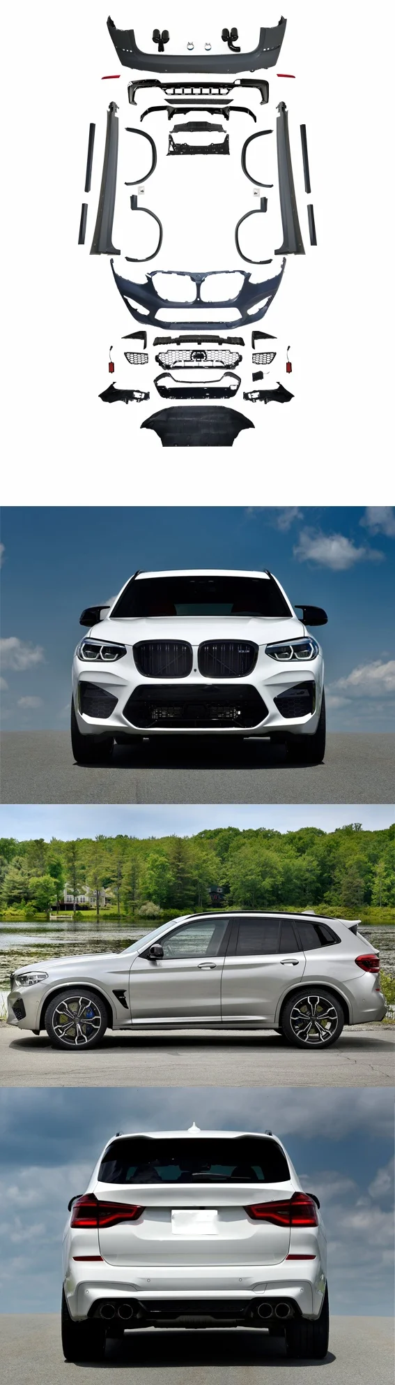 Body Kit Front Rear Bumper Assy Side Skirts Diffuser for X3 G01 G02 G08 Car Accessories 2017-2024