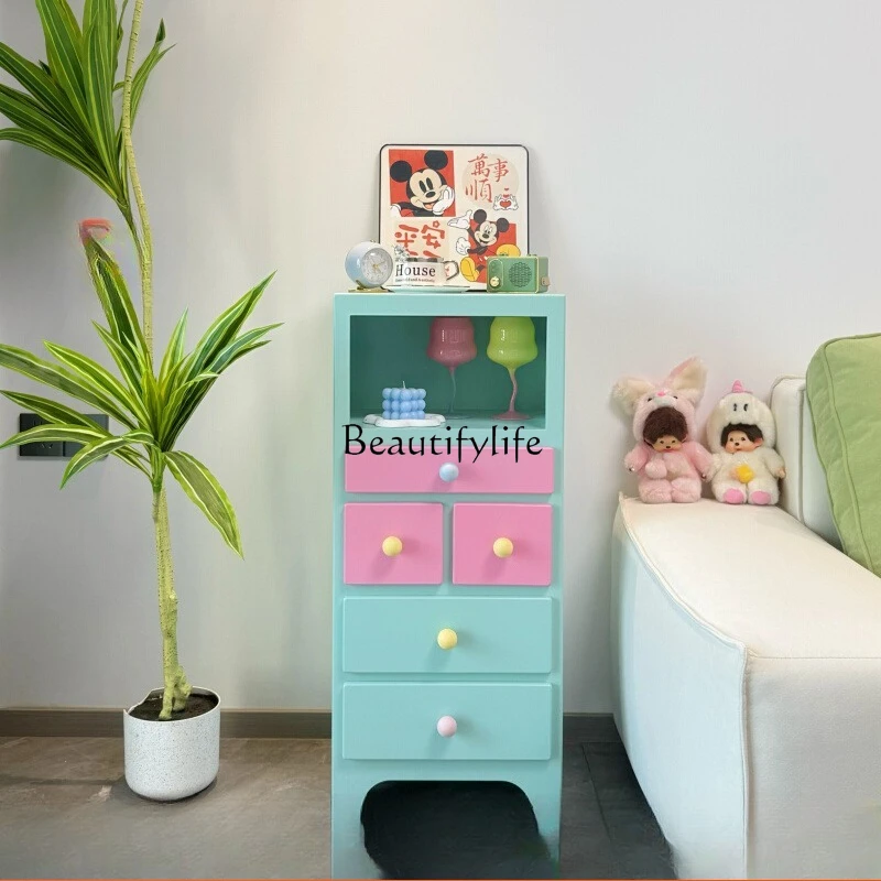 

Small apartment living room storage cabinet cream style bedroom minimalist wall storage cabinet