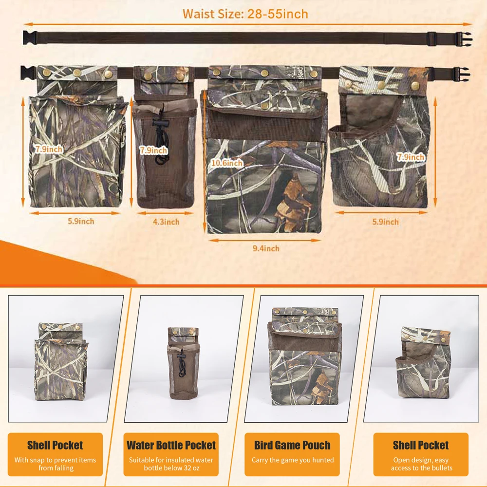 سجادة رماية محمولة 4 في 1 + حقيبة حزام صيد - حقيبة ألعاب الطيور، جيبين على شكل قذيفة، وسادة قابلة للطي مقاومة للماء غير قابلة للانزلاق لـ Rif