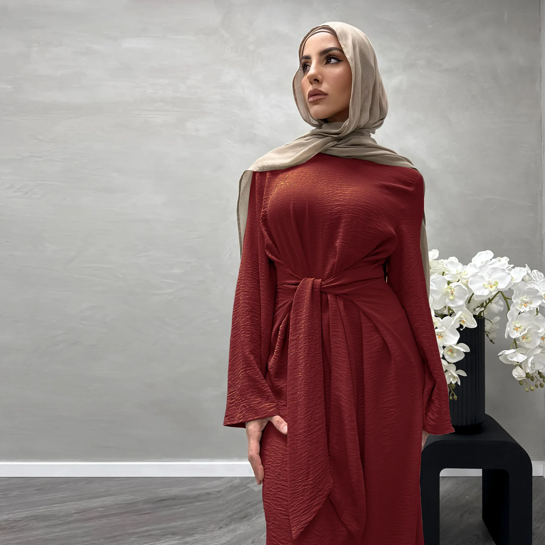 Dubai Medio Oriente Turchia Dubai Abito elegante con lacci Abaya da donna