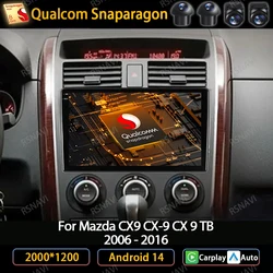 Android 14 For Mazda CX9 CX-9 CX 9 TB 2006 - 2016 Auto Carplay Car Radio Stereo Multimedia Video Player Navigation GPS 4G WIFI