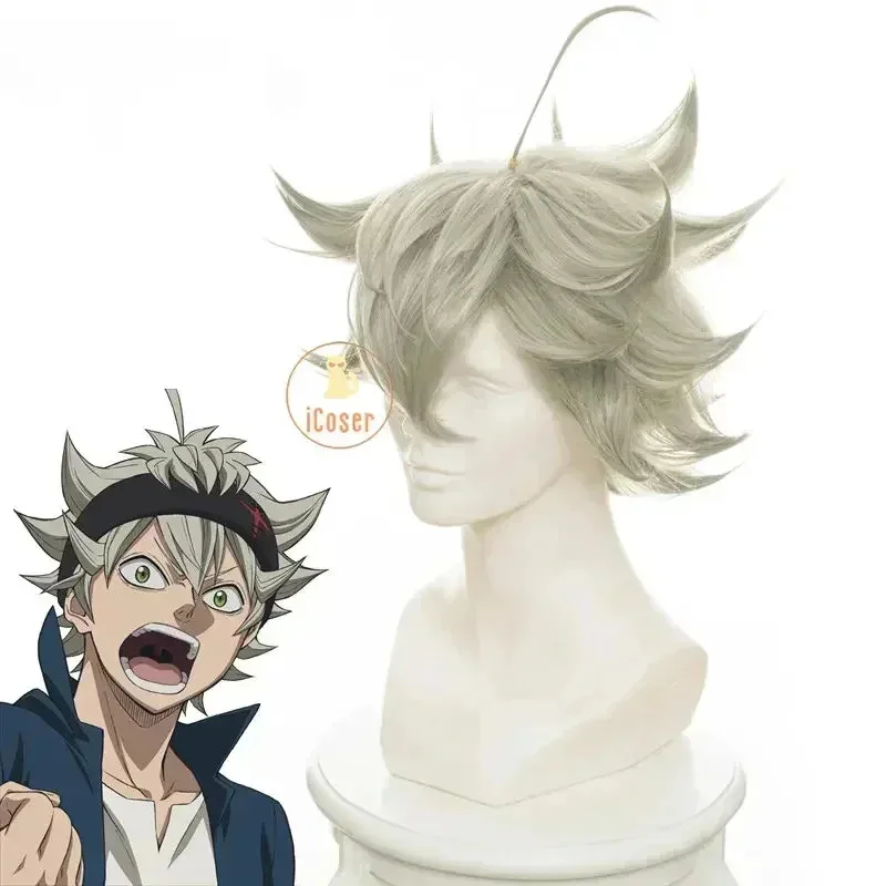 ♥   2025 جديد أنيمي أستا تأثيري رمادي داكن الشعر القصير الأسود الثور خمس أوراق البرسيم مكافحة ماجيك الشيطان شعر مستعار مجاني ★ ☆ ly99