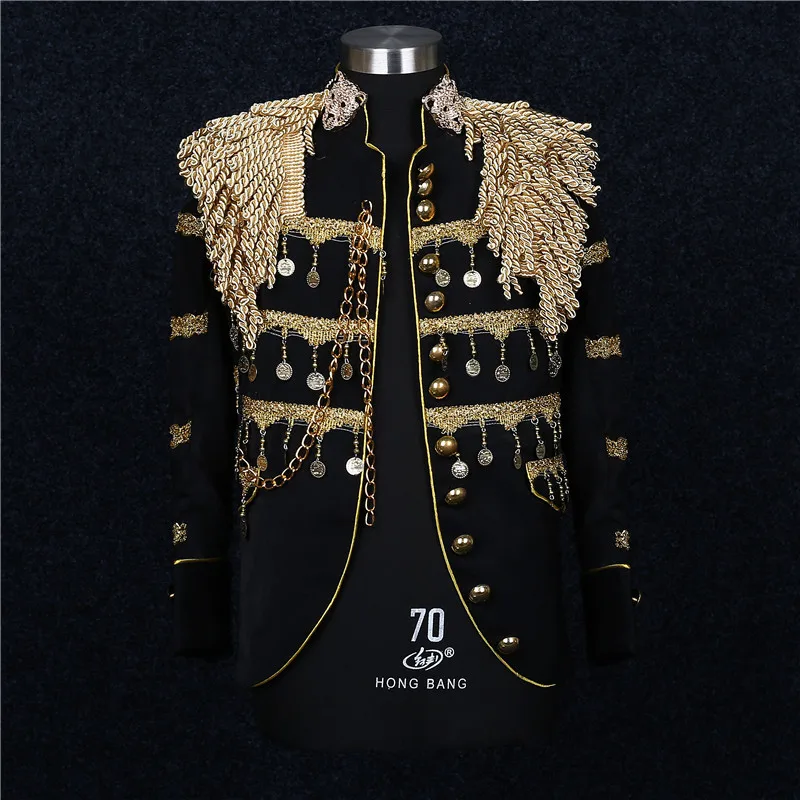 

Men's Tailored Korean Style Suit with Tassel Drapery British Style Formal Dance Costume Adult Slim Fit Single Breasted Three ...