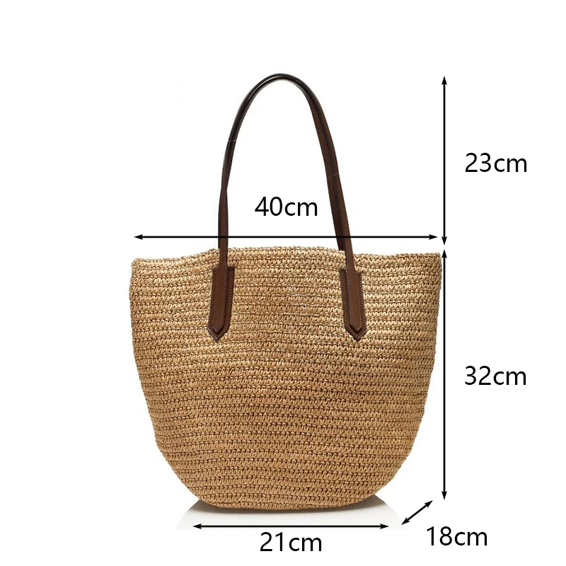 Summer Beach Bags, Women Handmade Rattan Woven Shoulder Bags, Large Capacity  Bohemian Straw Bag, Casual Travel Handbag