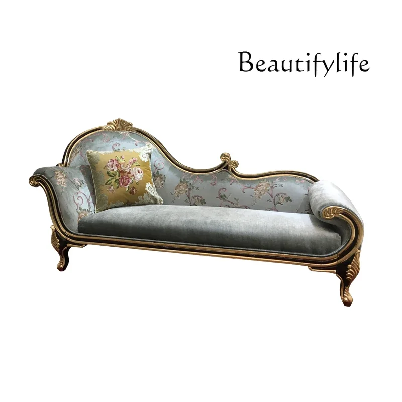 

French fabric princess European beauty couch American neoclassical embroidery recliner lazy chair bedroom furniture