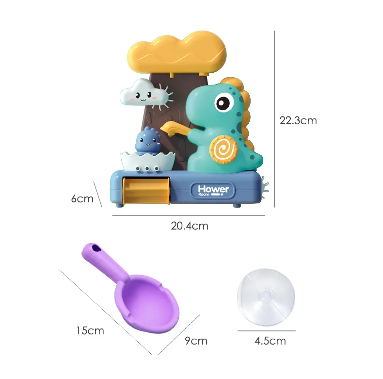 Children's Fun Dinosaur Sucker Toys Swimming Bathroom Shower Sprinkler Male and Female Baby Shower Toys