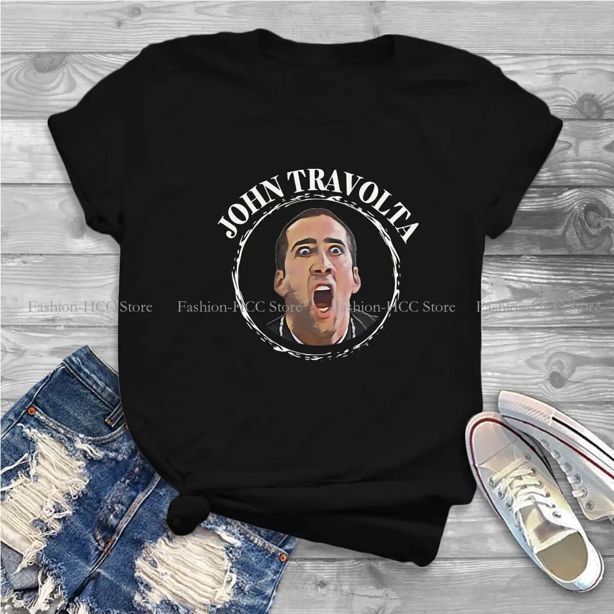 Face Off Casual Polyester TShirt Nicolas  Cage Creative Tops Casual T Shirt Female