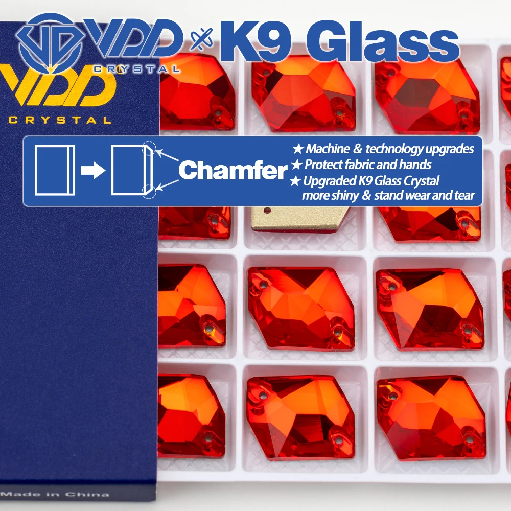 VDD  S109 Siam Cosmic AAAAA Top Quality K9 Glass Sew On Rhinestones Crystal Flatback Sewing Stones For Clothes Decorations