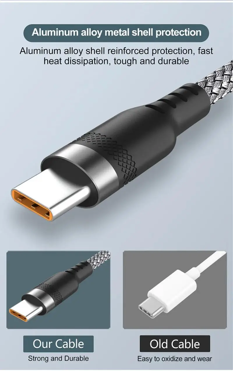 1/2/3/5/8 m verlängertes 6A superschnelles Laden extra langes Ladekabel USB Typ C für iPhone Samsung vollständig kompatibles Datenkabel – Detail 12