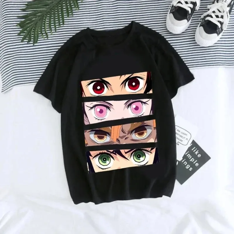 Kids T-Shirt Kaus Grafis Anime Demon Slayer Uniseks Tanjirou Kamado Kaus Wanita Kimetsu No Yaiba Nezuko Kaus Wanta Boys T-Shirt