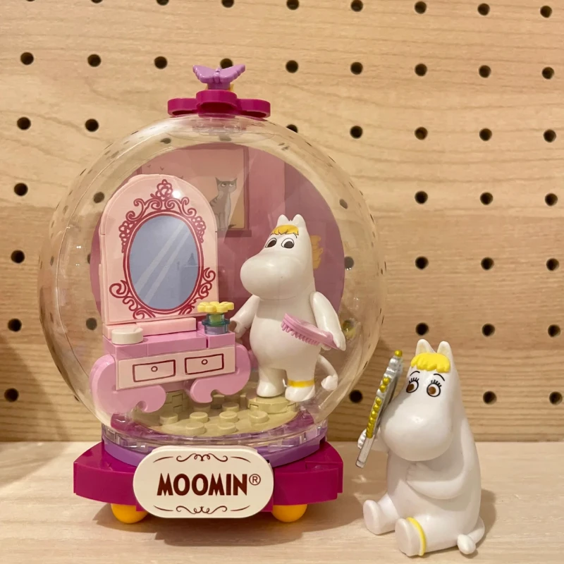 Pantasy-bloques de construcción Moomin Roaming, juguete de dibujos animados para niños, modelo de empalme, colgante de bola de cristal, regalo
