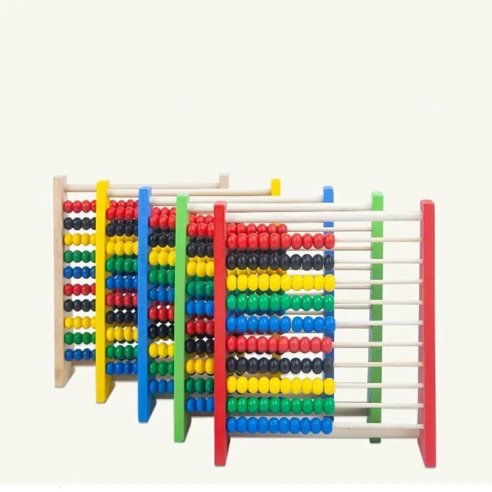 

Wooden Wooden Abacus Educational Red Blue Yellow Calculation Bead Intelligence Development Hobbies Learning Toy Preschool