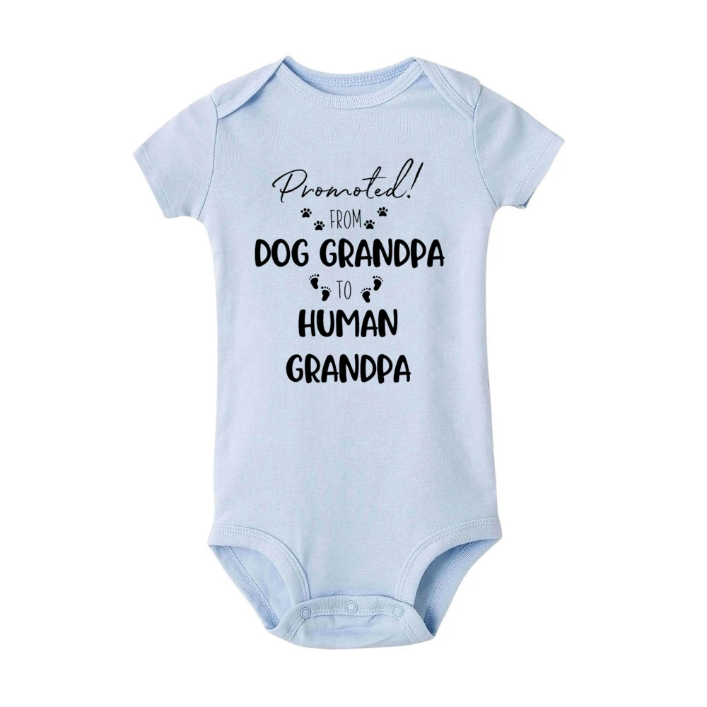 Promoted From Dog Grandpa To Human Grandpa Infant Bodysuit Baby Announcement Jumpsuit Newborn Romper Gift for New Grandparents