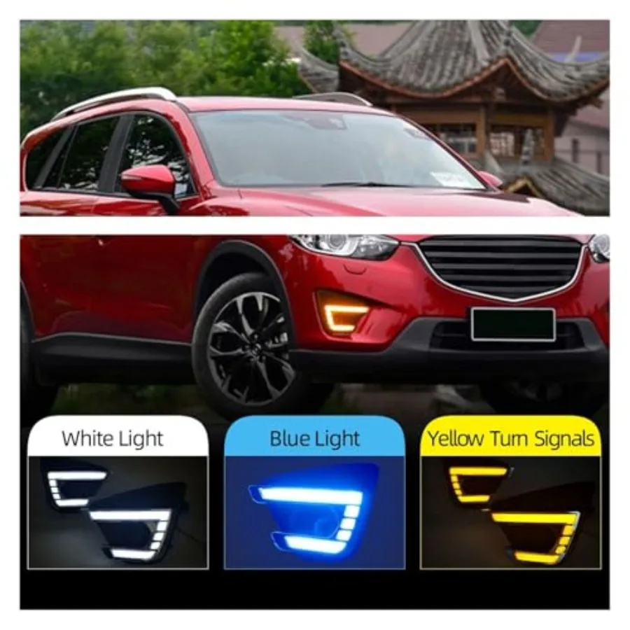 سيارة Led DRL مع بدوره أصفر النهار تشغيل ضوء الضباب غطاء المصباح لمازدا CX5 CX5 20122016 الأبيض والأصفر نموذج محسن #4