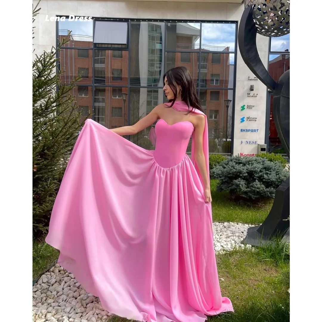 

Lena Pink Elegant Party Dresses Luxury Women Evening Dress Sleeveless Chiffon Customized Shawl Long Prom Dresses 2025 Ball Gowns
