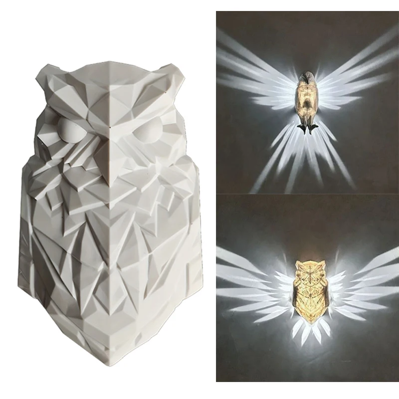 print lampada de parede animal coruja eagle shape projetor atmosfera criativa moderna sconce light iluminacao corporal natal dia das bruxas 3d 01