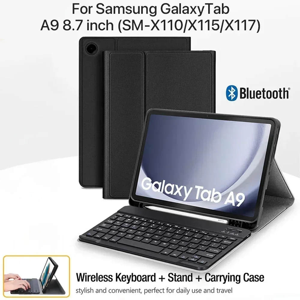 For Samsung Galaxy Tab A9 8.7 Inch Case, Keyboard Cover for Samsung Tab A9 SM-X110/X115/X117