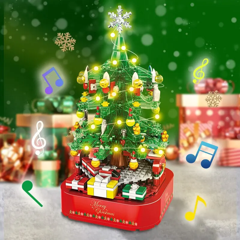 Christmas Tree 506pcs Building Kits-A Festive Build for Kids and Families DIY Music Box Creative Xmas Building Toy Set