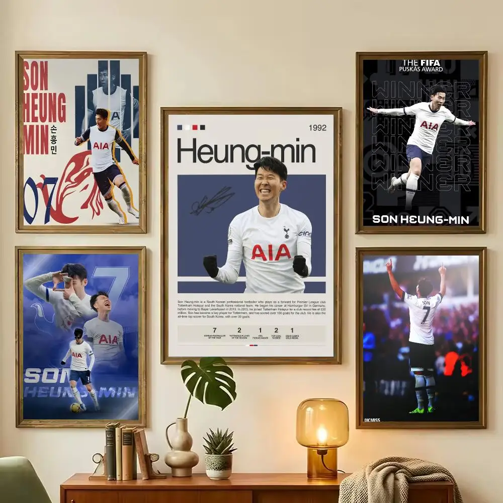 Athlete Son Heung-min Painting Calligraphy Stylish Canvas Poster Wall Art for Living Room Bedroom Office Home Decor