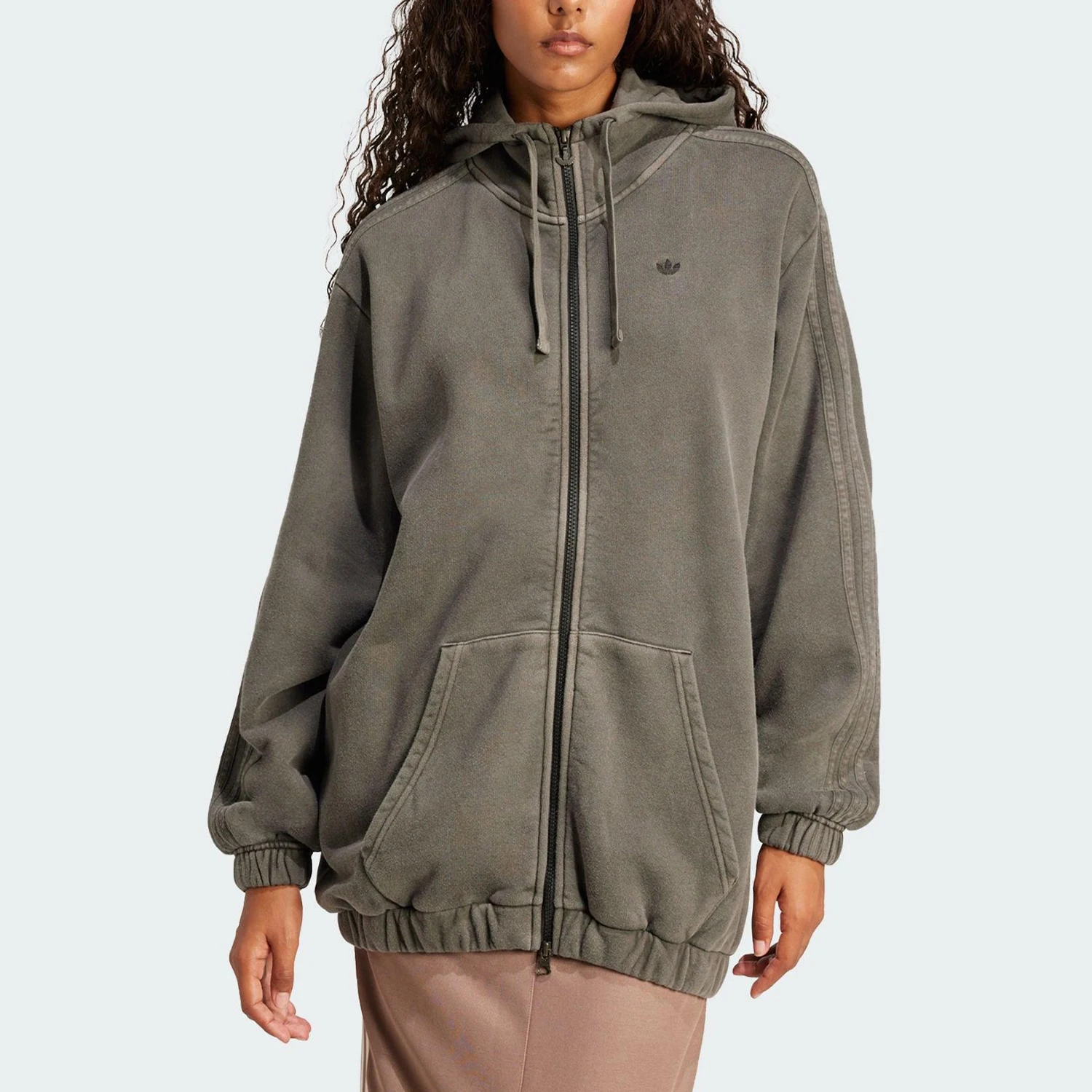 

Официальная аутентичная женская спортивная вязаная повседневная свободная куртка Adidas с тремя полосками JD0054