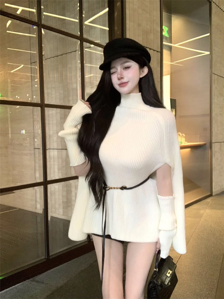 Pull à Base tricotée élégant pour femme, cape en cachemire haut de gamme coréenne, chaud et externe, nouvelle mode automne et hiver