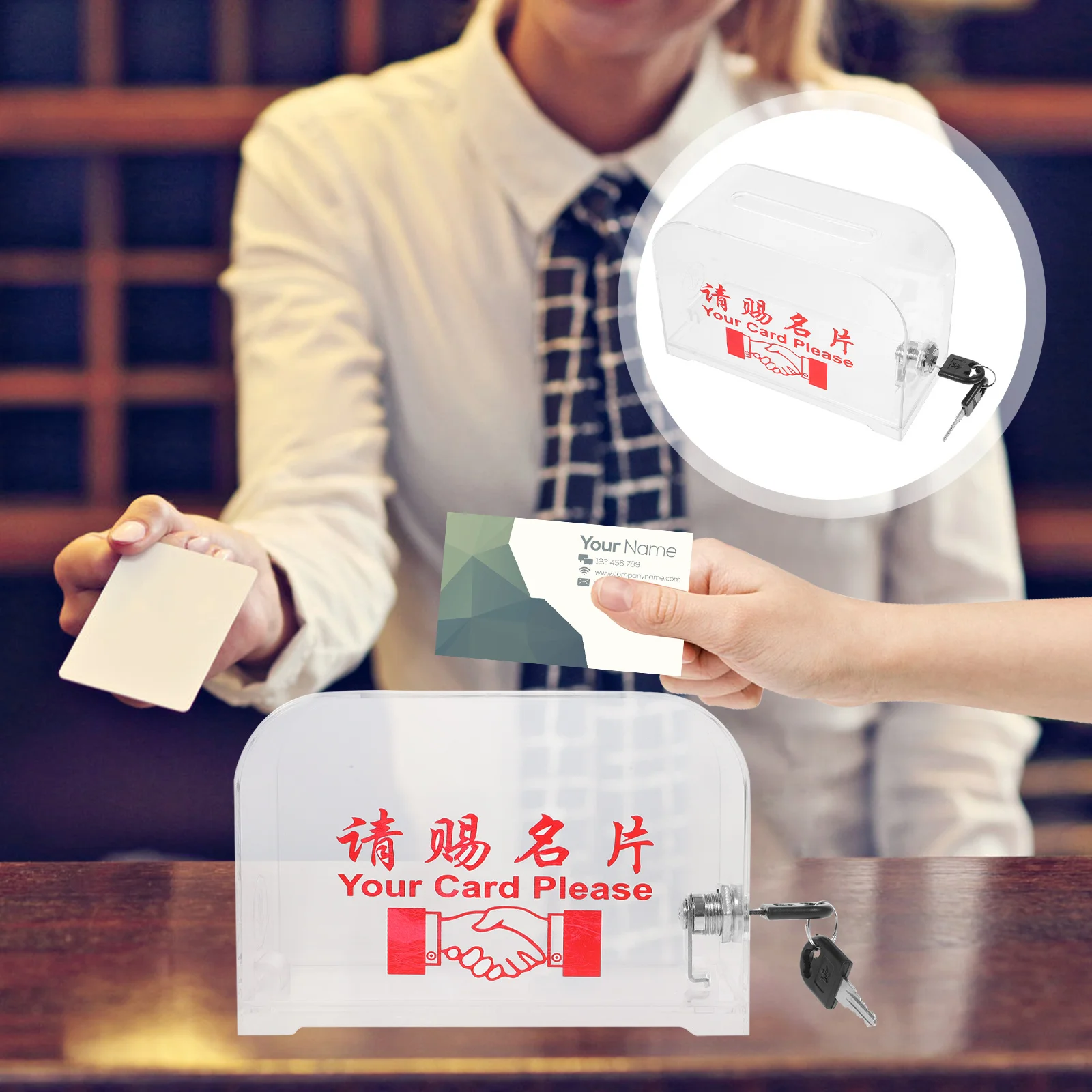 

Card Box for Business Cards Holder Organizer Storage Case Office Supplies Desktop Name Card Holder Box Portable Convenient