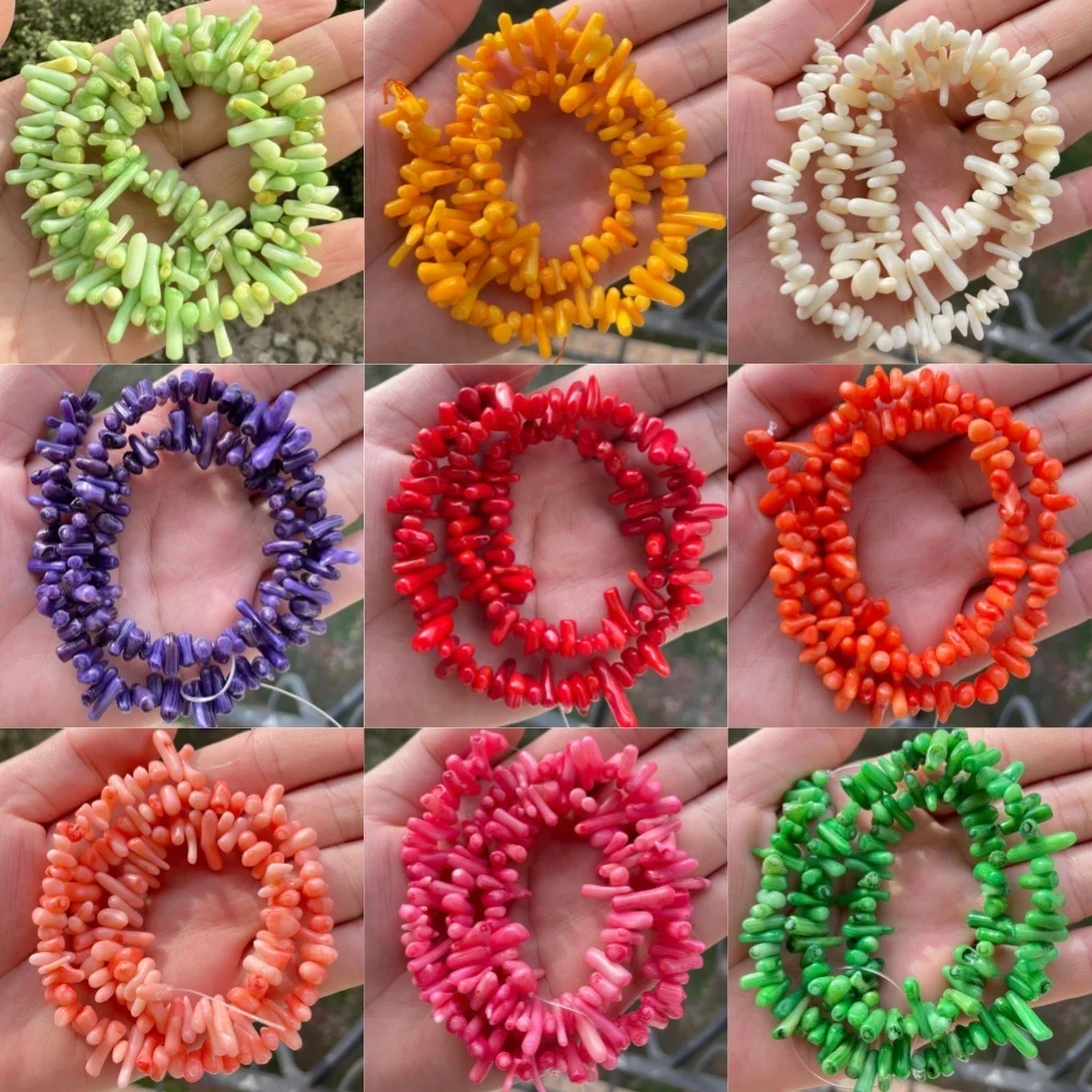 Natural Coral Stone Beads Freeform Loose DIY Strand 15