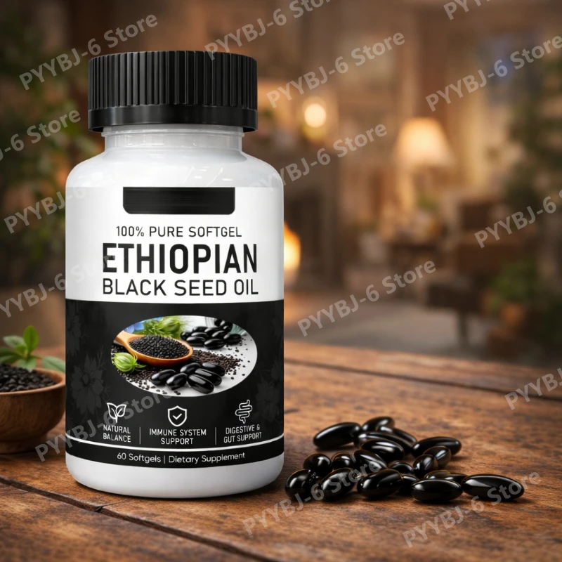 

Ethiopian Black Seed Oil Organic Cold-Pressed Immune Support Supplement 60 Softgels for Joint Health & Antioxidant Protection