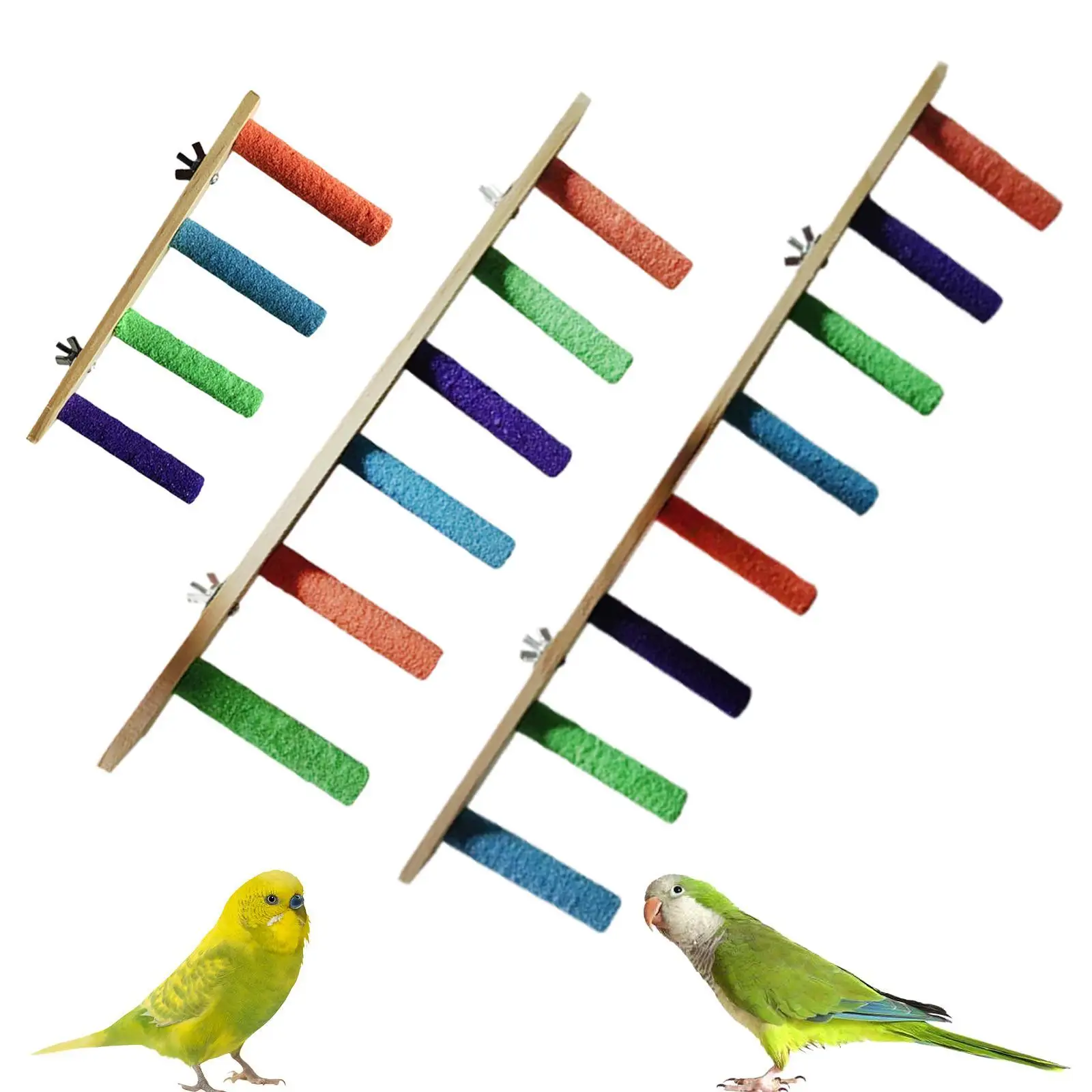 Parrots Cage Perch Toy Animals Beak Grinding Platform Easy Installation Ladder for Cockatiel Parakeet Lovebird Hummingbird