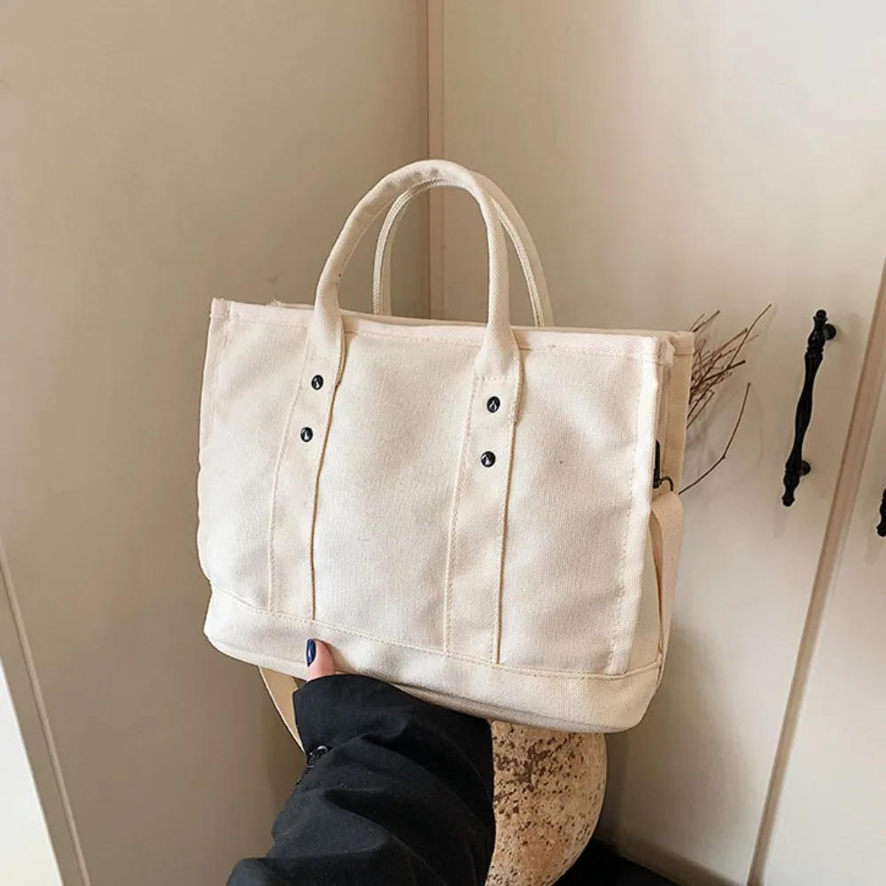 

Multi-pocket Canvas Shoulder Bag Zipper Large Capacity Japanese Style Crossbody Bag Handbag All-match Solid color Tote Bag