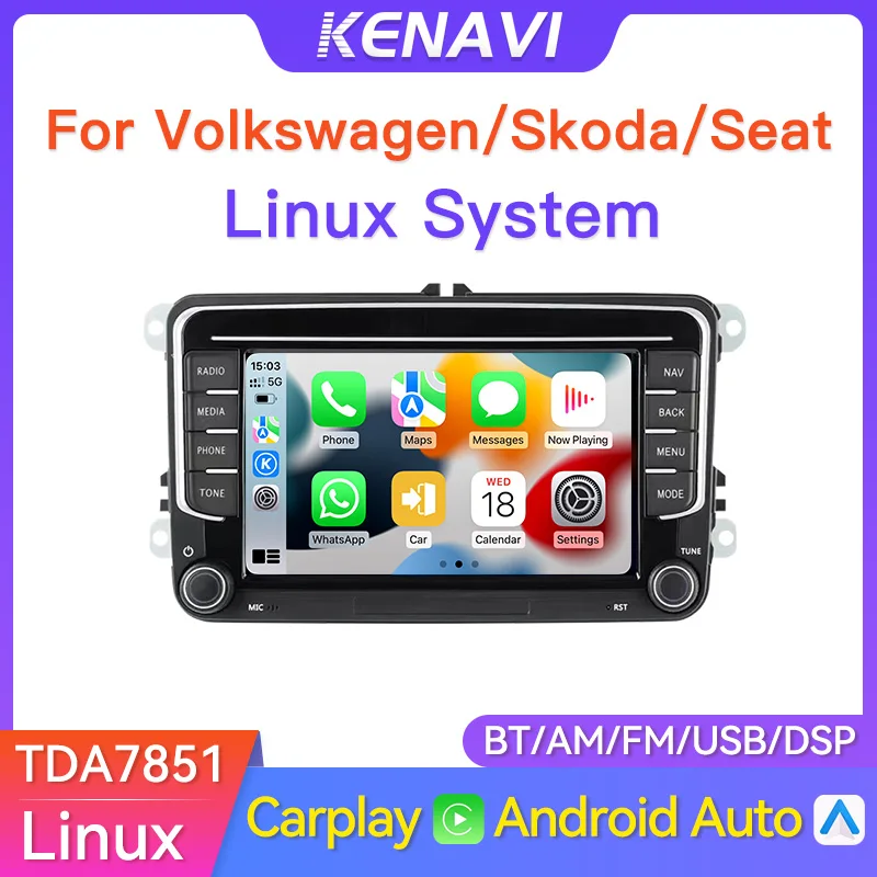 7" Car Radio For Vw… - image