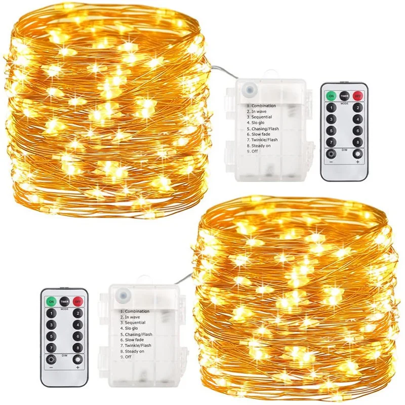 LED batteria fata luci filo di rame luci stringa 8 funzioni natale Led filo di rame luce stringa decorazione natalizia