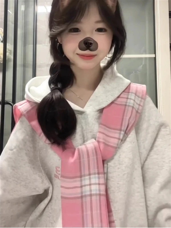 

Женская толстовка с вышивкой Ele, свободного кроя, осенне-зимняя верхняя одежда, студенческий топ для похудения, милый стильный лонгслив из полиэстера