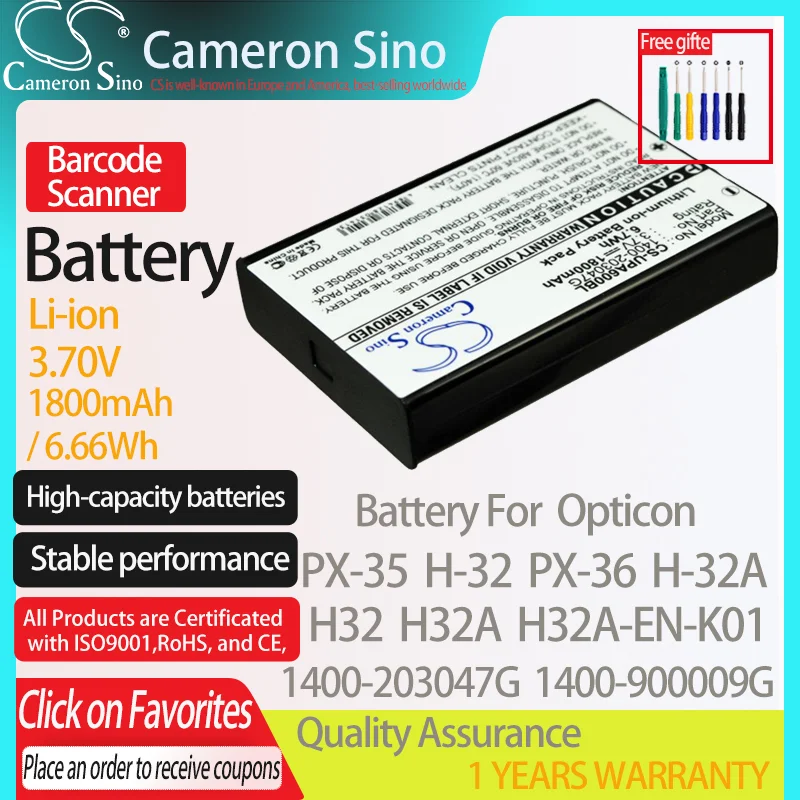 CameronSino Battery for Opticon PX-35 H-32 PX-36 H-32A H32A H32 H32A-EN-K01 fits Unitech 1400-203047G Barcode Scanner battery