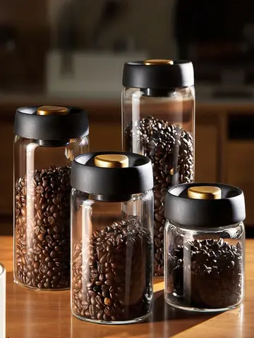 1pc Coffee Beans Vacuum Sealed Tank Household Glass Food Storage Tank For Moisture-proof Air Extraction Tea Storage TanK