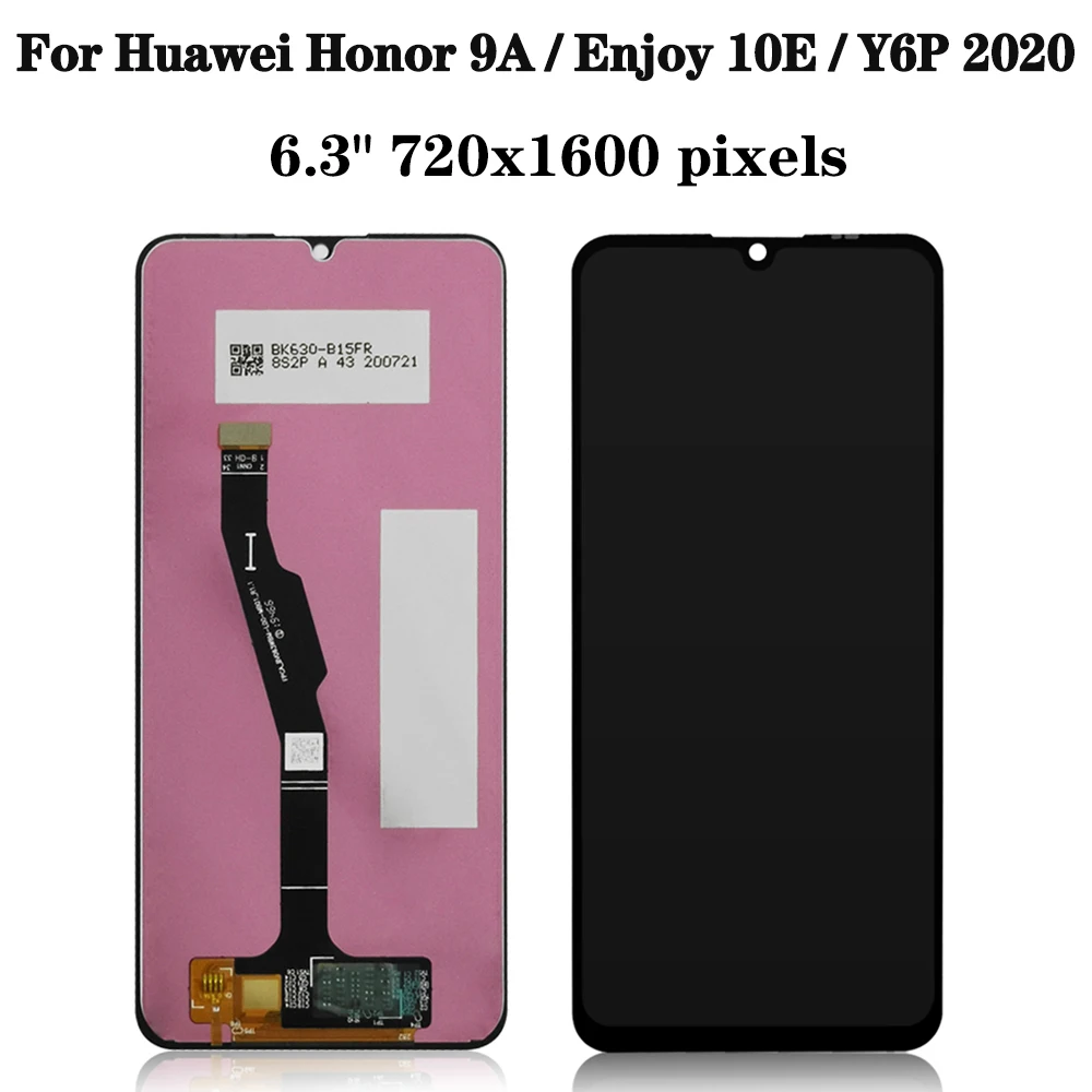 Substituição do digitador da tela para Huawei, Y6P, aproveite 10E, LCD, MED-LX9, X9N, AL00, AL20, TL00, digitalizador, honra 9A, MOA-LX9N, testado