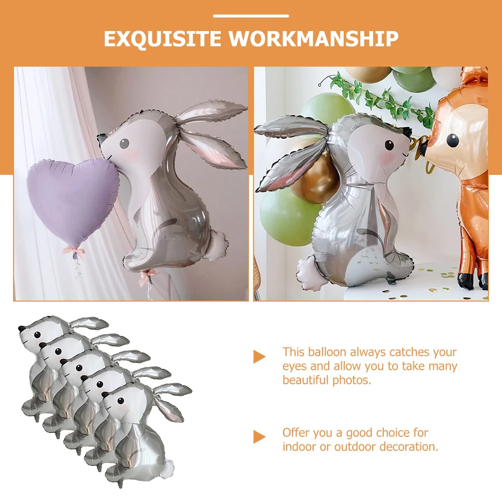 

5Pcs Rabbit Balloons Shaped Foil Balloons Easter Party Supplies Birthday Shower Easter Decoration