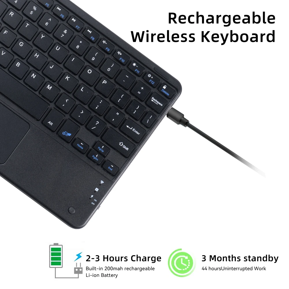 Teclado y ratón inalámbricos con panel táctil para iPad, Samsung, Xiaomi, Huawei, Mini teclado portátil ultrafino con Bluetooth, PC