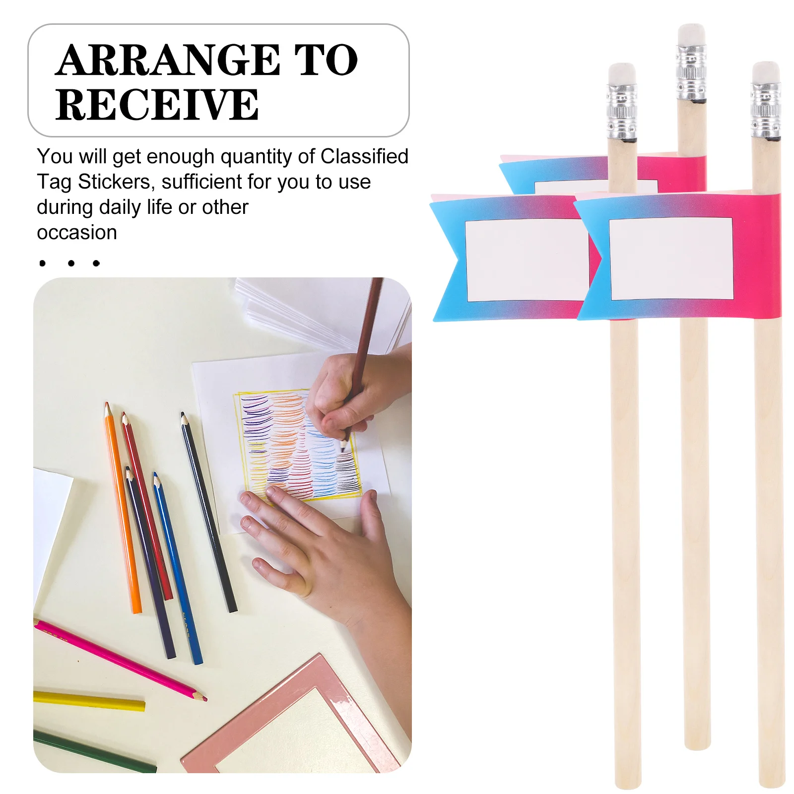 

1 Set Of Colored Label Stickers Pencil Labels Classified Tags Adhesive Flag Multi-Function Pen Sticker Office Supply Compact