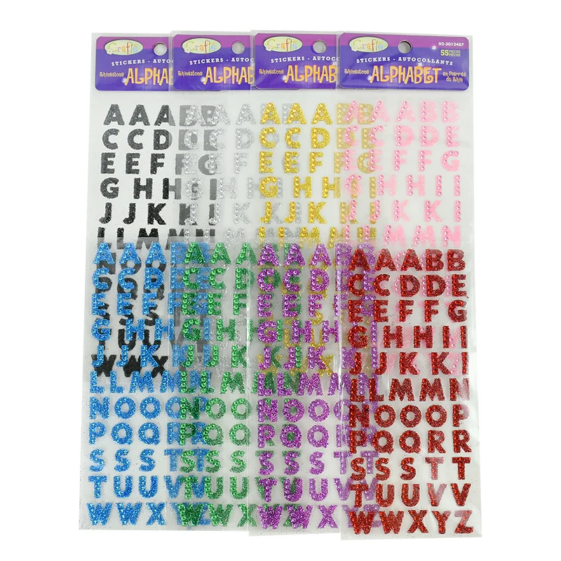 Glitter Crystal A-Z Alphabet Self Adhesive Scrapbooking Stickers Clothing Accessories DIY Notebook Decor English Letters Sticker