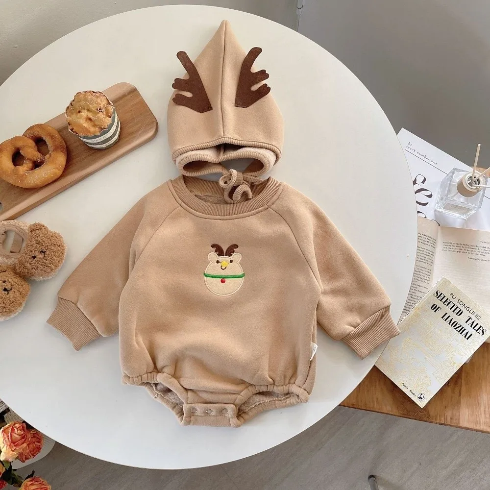 High Quality Thickened Rompers Warm with Hat Jumpsuit Costumes Clothes Autumn Winter