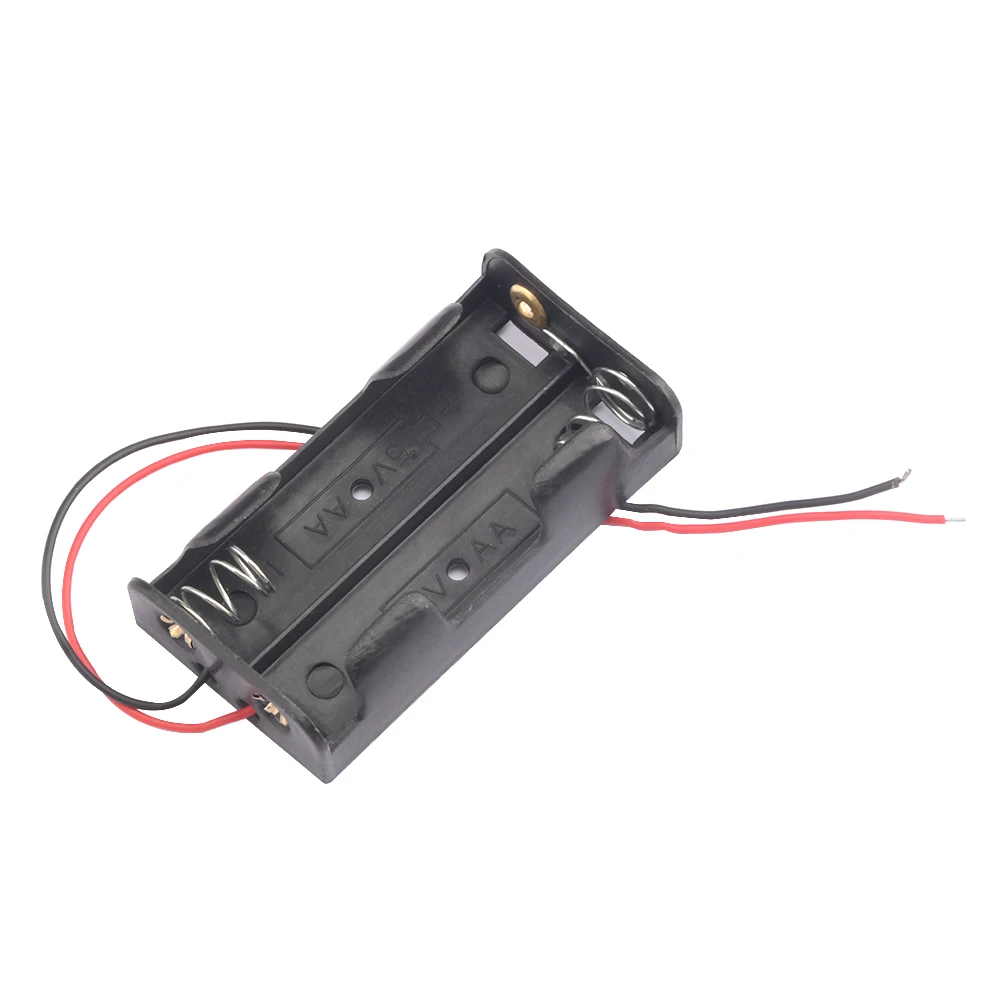 3V PH2.0 Battery Storage Case Black Plastic AA Battery Case Battery Holder Wire Battery Box for 2 * AA Batteries DIY Parts