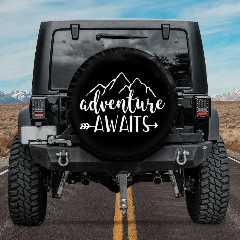 

Adventure Awaits Mountain & Arrow Father's Day Gift, Christmas Gift, Spare Tire Cover For Car, Personalized Camper Tire Cover,