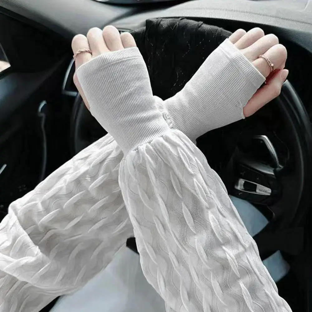 

Women UV Protection Arm Sleeves Ice Silk Fabric UPF50+ Sunblock Cooling Breathable for Driving Cycling Travel Daily Commute